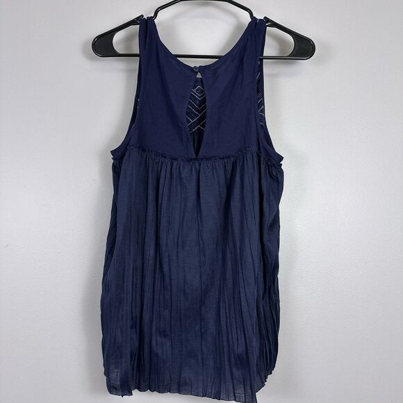 New Maurices Tank Top Size Medium Navy Blue Embroidered Swing Shirt Blouse - Picture 4 of 5